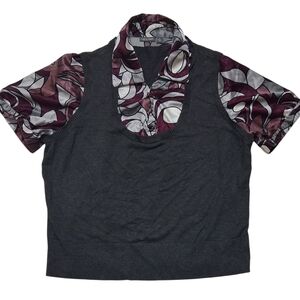 SALE EUC apt. 9 Sz. 2XL Dark Gray/Purple Faux Vest/Blouse